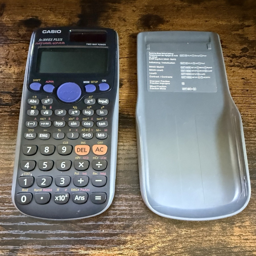 Casio fx-300ES Plus Natural VPAM Two Way Power Calculator TESTED WORKS w/cover